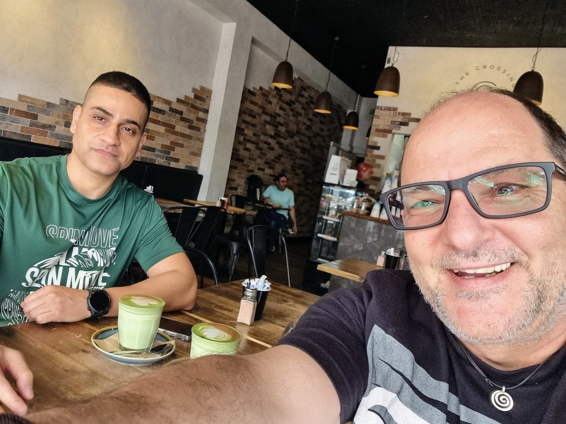 Shiva Malhotra ACE certified personal trainer choosing matcha lattes at a Sydney café — a real example of replacing alcohol with a better daily default